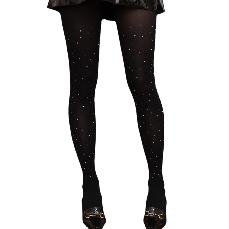 Transparent black pantyhose, Japanese jk black stockings, square diamond stockings, anti-snagging black silk - Image 6