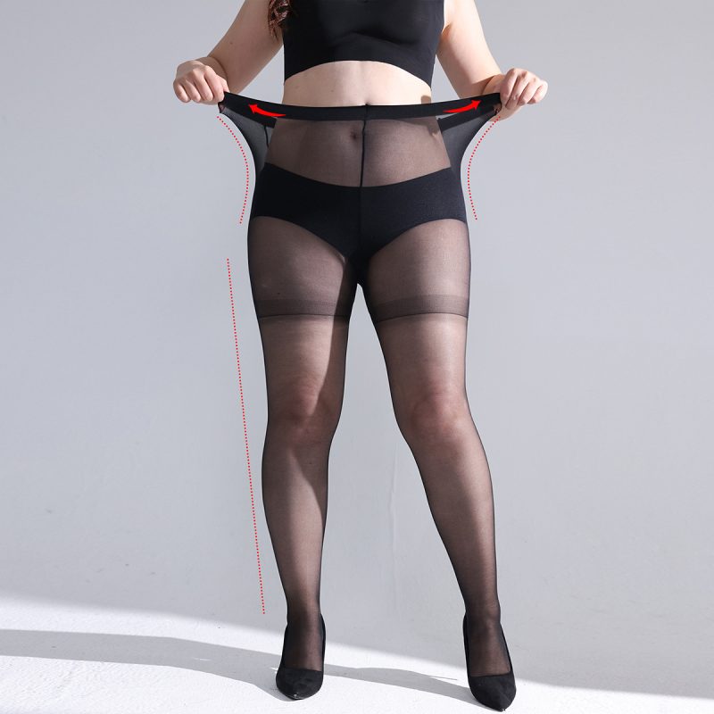 Large size stockings women fat mm summer ultra-thin anti-snagging pantyhose plus fat and large black bare leg artifact no drop crotch - Image 2