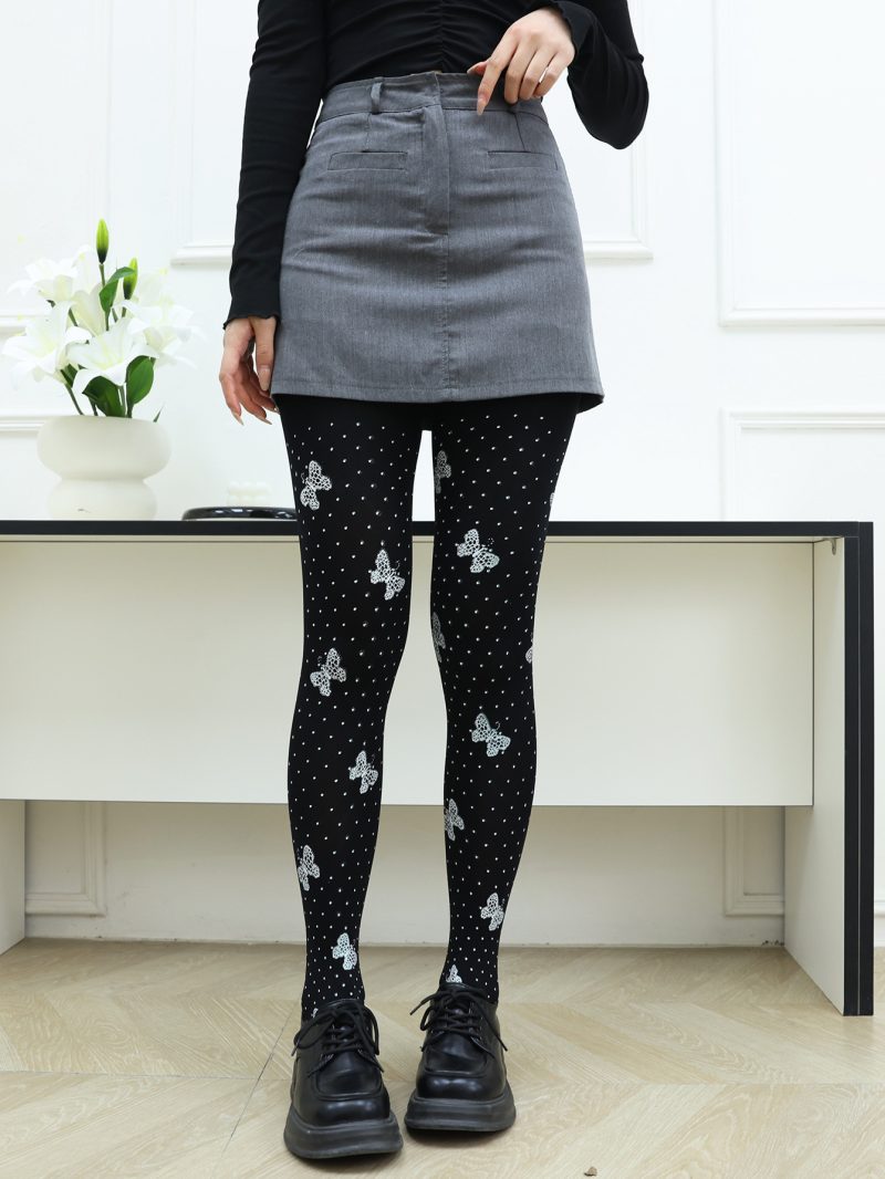 Printed stockings, fashionable black silk butterfly ins trendy socks - Image 7