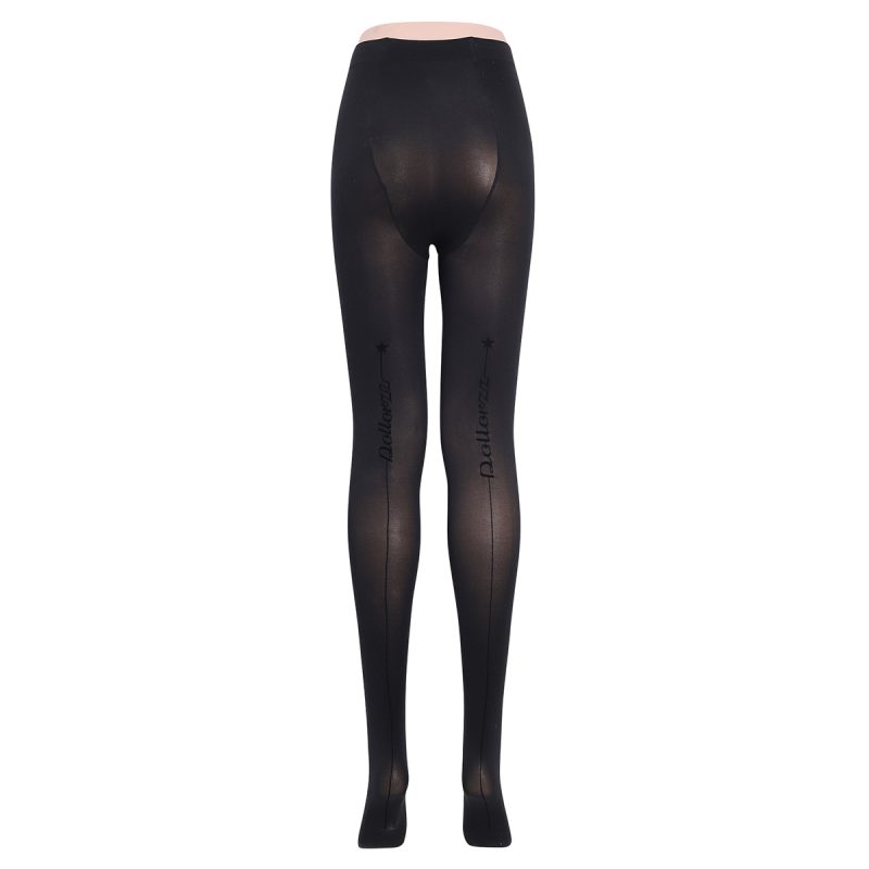 Fashion stockings flocked star letter black stockings sexy beautiful legs bottoming socks sexy no drop crotch romper long stockings - Image 7