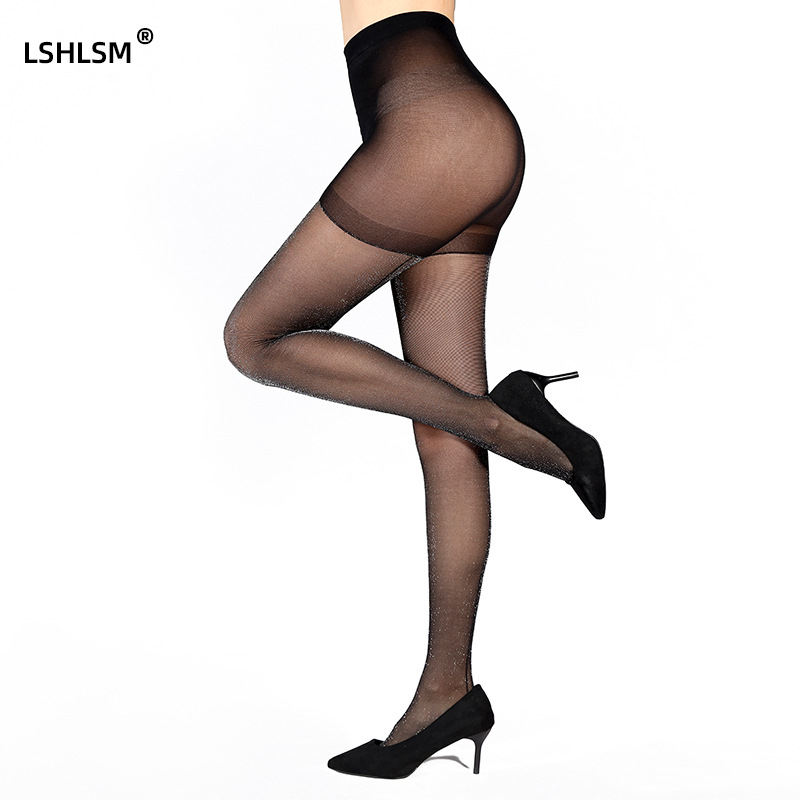 Spring and summer black stockings vertical lines black Color jacquard trend sexy long-tube bottoming pantyhose - Image 2