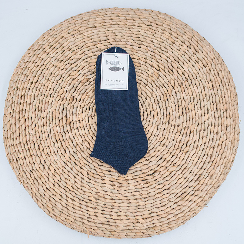 Men's Autumn Winter Thick Knit Socks: Retro Ethnic Twist Boat Socks - Image 9