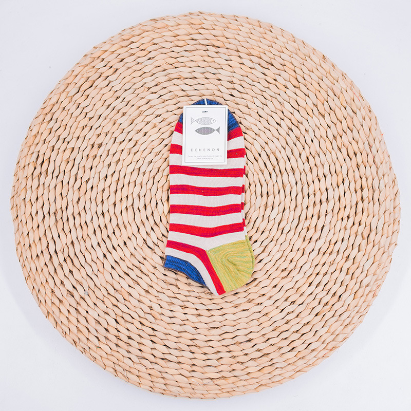 Striped Cotton Boat Socks: Japanese Spring Summer Men's Ankle Socks - Image 7