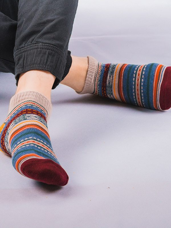 Socks men's spring and summer new fashion couples cotton socks  thick needle retro socks men's Harajuku ethnic style boat Socks