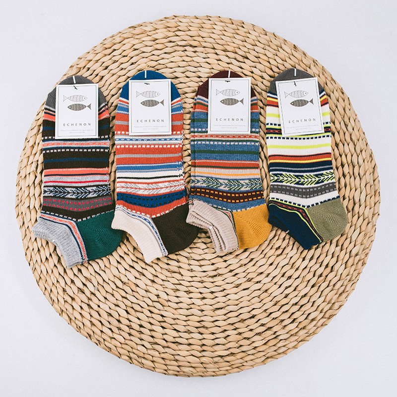 Men's Retro Harajuku Socks: Spring Summer Fashion Cotton Boat Socks - Image 2