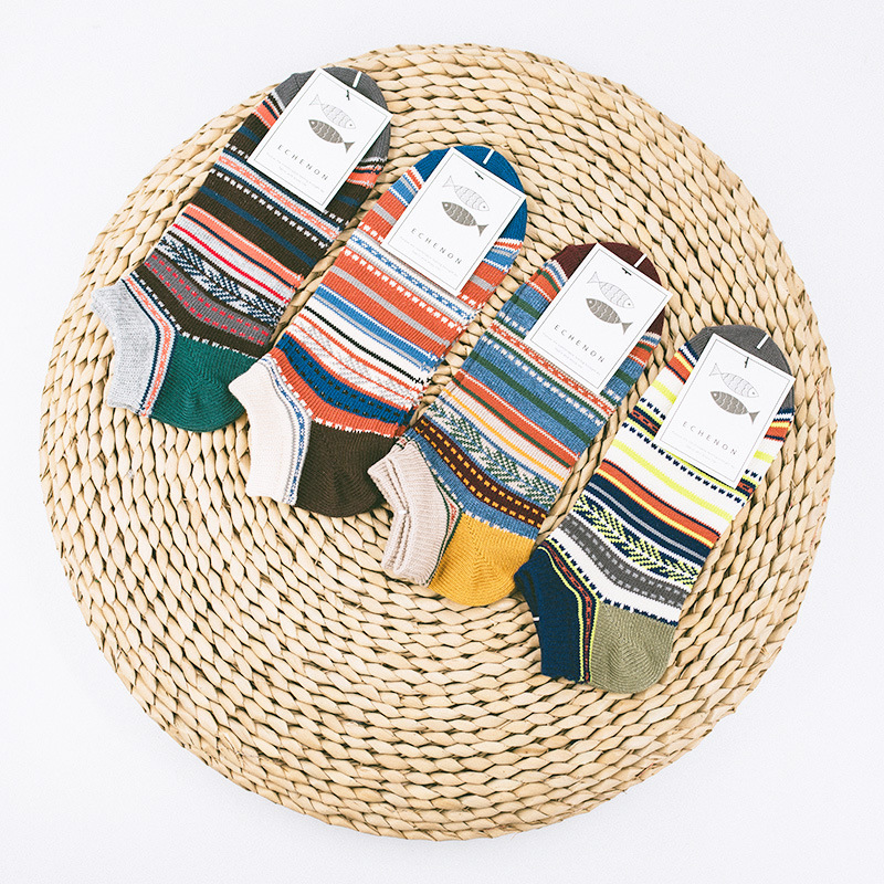 Men's Retro Harajuku Socks: Spring Summer Fashion Cotton Boat Socks - Image 5