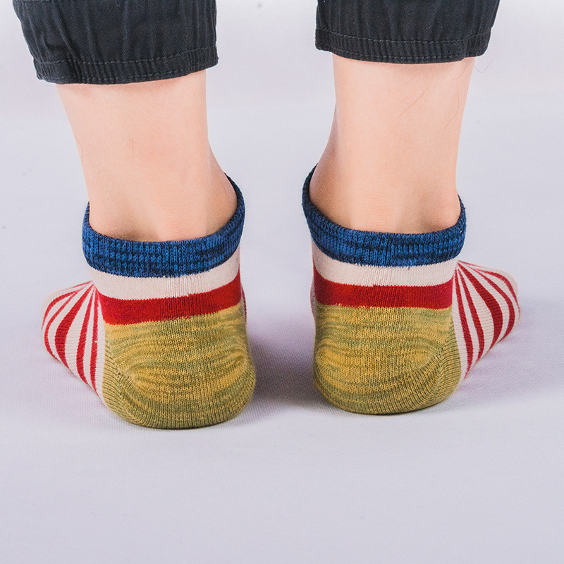 Striped Cotton Boat Socks: Japanese Spring Summer Men's Ankle Socks - Image 4