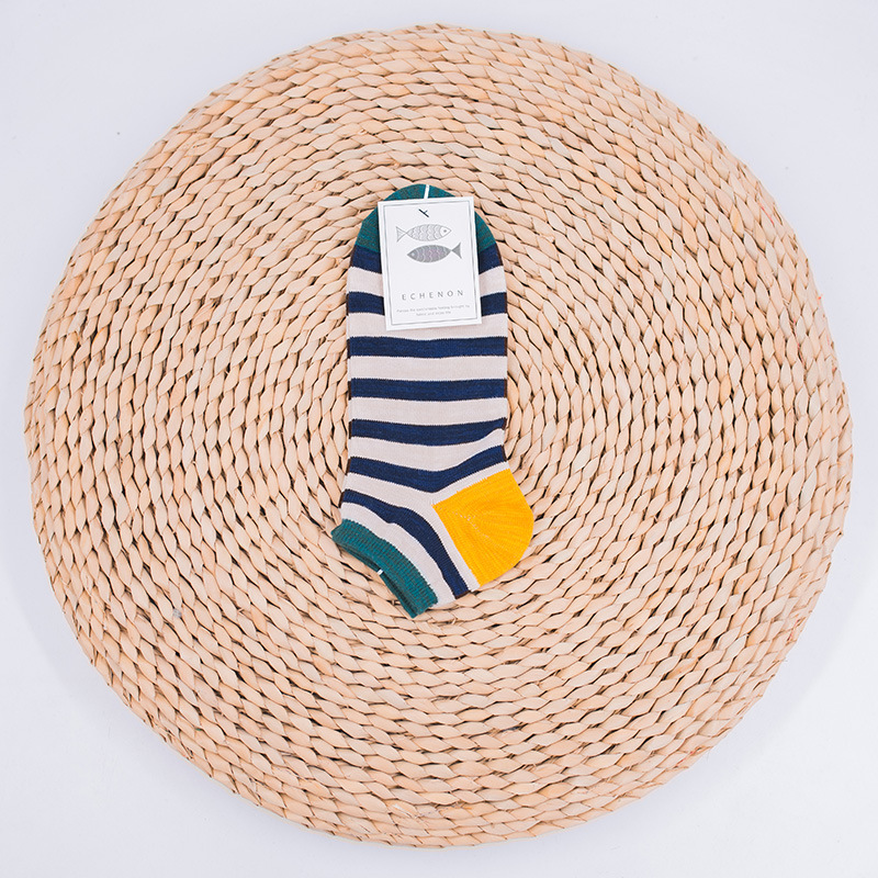 Striped Cotton Boat Socks: Japanese Spring Summer Men's Ankle Socks - Image 6