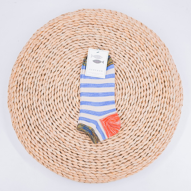 Striped Cotton Boat Socks: Japanese Spring Summer Men's Ankle Socks - Image 8