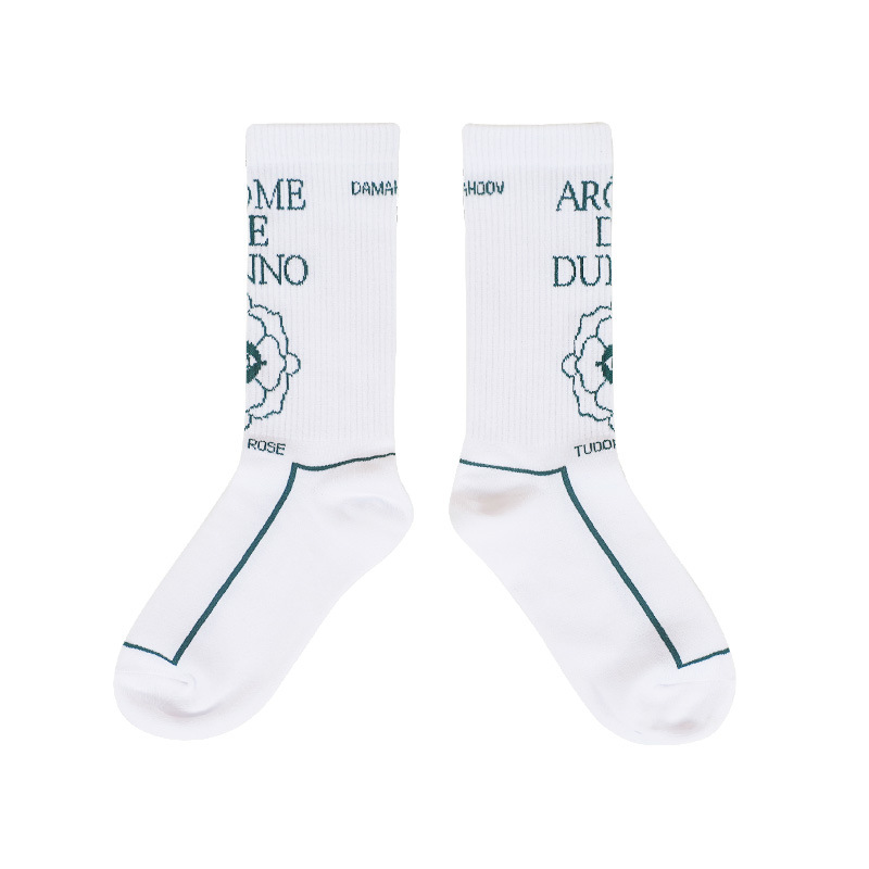 Socks Women's Four Seasons 2025 New Style Personalized Rose Tide Socks Cotton Socks Flowers Lovers Socks Couple Socks - Image 7