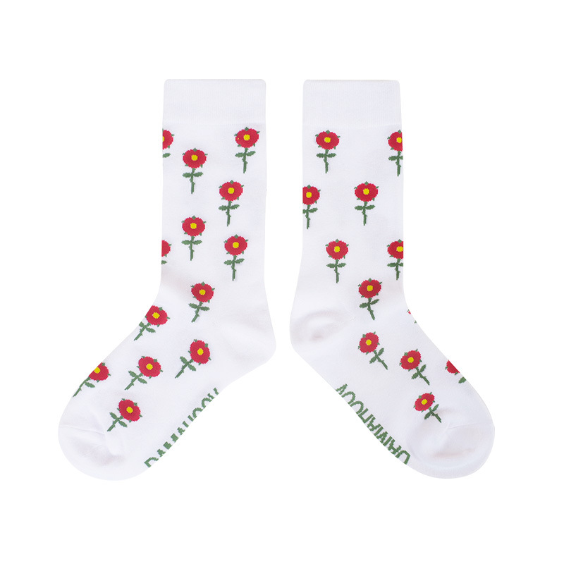 Socks Women's Four Seasons 2025 New Style Personalized Rose Tide Socks Cotton Socks Flowers Lovers Socks Couple Socks - Image 8