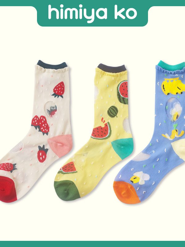Summer New Fruit Acura Glass Silk Stockings Thin Breathable Japanese Style Cute Fresh Style Socks for Women