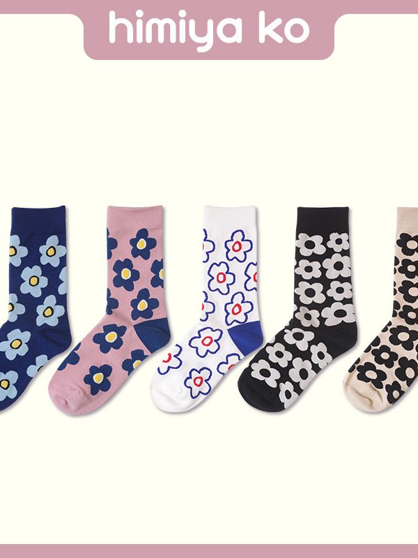Spring Hyun Ya Style Small Flower ins Trendy Cute Cartoon Flower socks Cotton Girl socks socks Women's socks