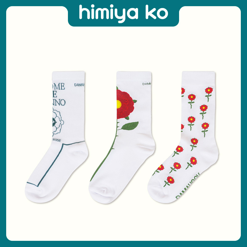 Socks Women's Four Seasons 2025 New Style Personalized Rose Tide Socks Cotton Socks Flowers Lovers Socks Couple Socks