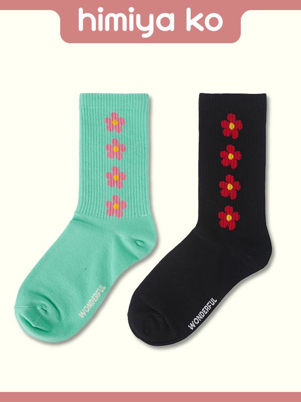[Clearance Welfare] Flower Little People SOCKS Rubber Flower Cute ins Spring, Summer and Autumn Four Seasons Mid-tube SOCKS