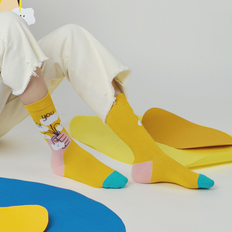 Harajuku Good Luck Socks: Autumn Winter Street Style Cotton Crew Socks - Image 2