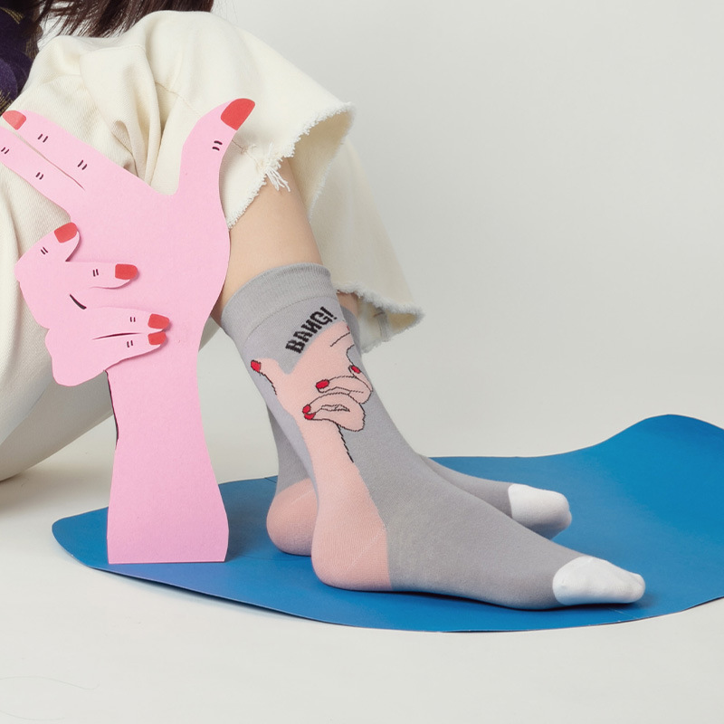 Harajuku Good Luck Socks: Autumn Winter Street Style Cotton Crew Socks - Image 4