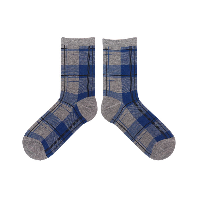 Spring and autumn Four Seasons British ins style classic rice plaid mid-calf socks multi-color versatile men's and women's pure cotton socks couple socks - Image 6