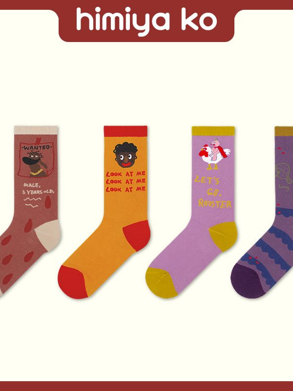 himiya ko Spring and Autumn Japanese Harajuku Cartoon Illustration Women's Socks ins Distinctive Fashionable Socks Couple's Mid-length Socks
