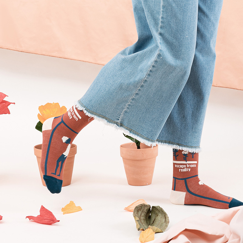 himiya ko Spring and Autumn Original Plant Man Series Tide Socks Men and Women Pure Cotton Socks Cute Lovers Socks Mid-Tube Socks - Image 3