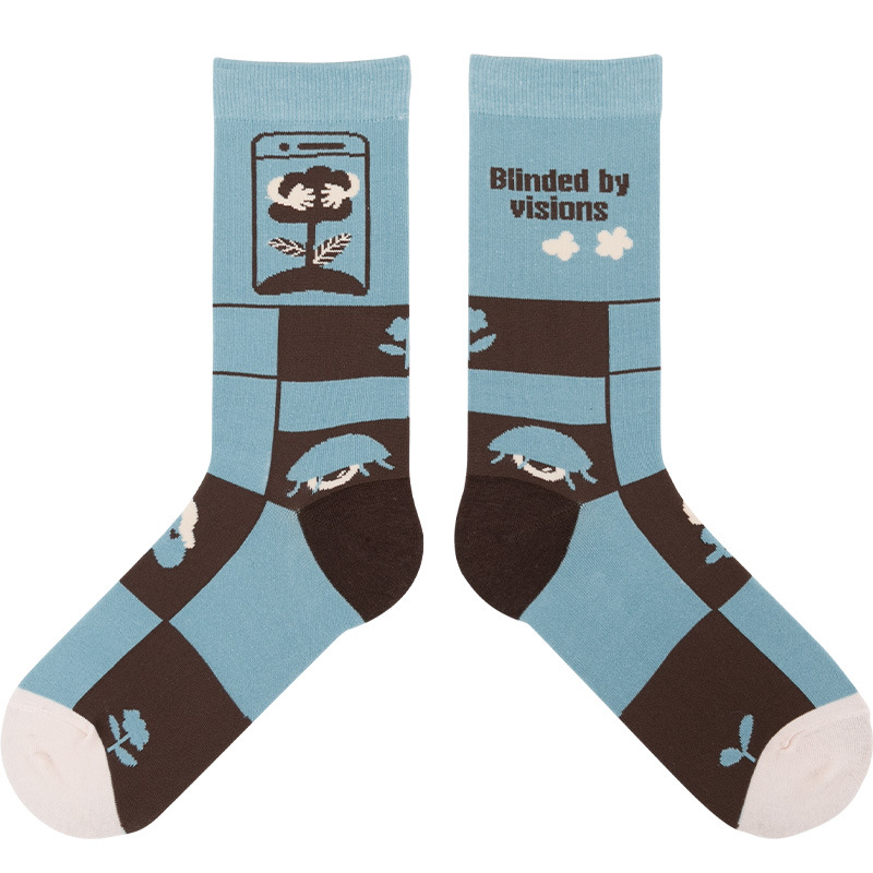 himiya ko Spring and Autumn Original Plant Man Series Tide Socks Men and Women Pure Cotton Socks Cute Lovers Socks Mid-Tube Socks - Image 5