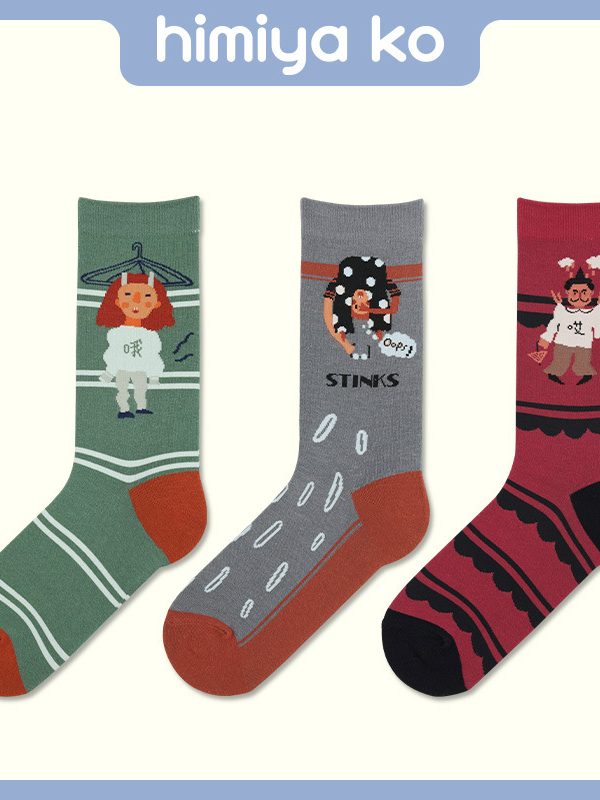 Autumn and Winter Original Drying Series ins Funny Style Cartoon Illustration Fashionable Socks Women's Cotton Socks Couple Socks