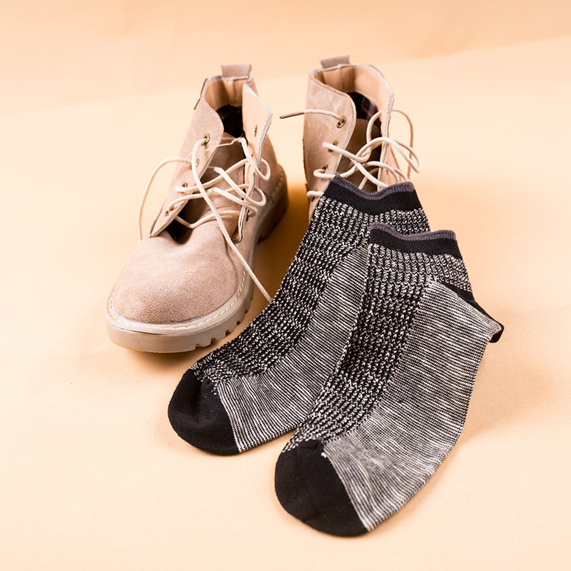 Men's Slub Cotton Ankle Socks: Retro Low Cut, Boneless Toe, Spring Summer - Image 2