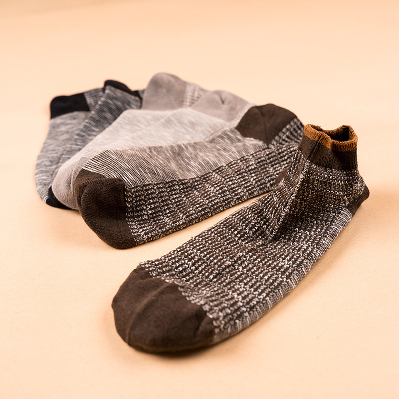 Men's Slub Cotton Ankle Socks: Retro Low Cut, Boneless Toe, Spring Summer - Image 4