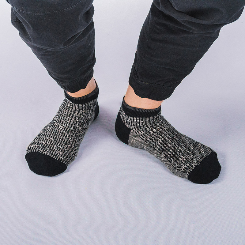 Men's Slub Cotton Ankle Socks: Retro Low Cut, Boneless Toe, Spring Summer - Image 5