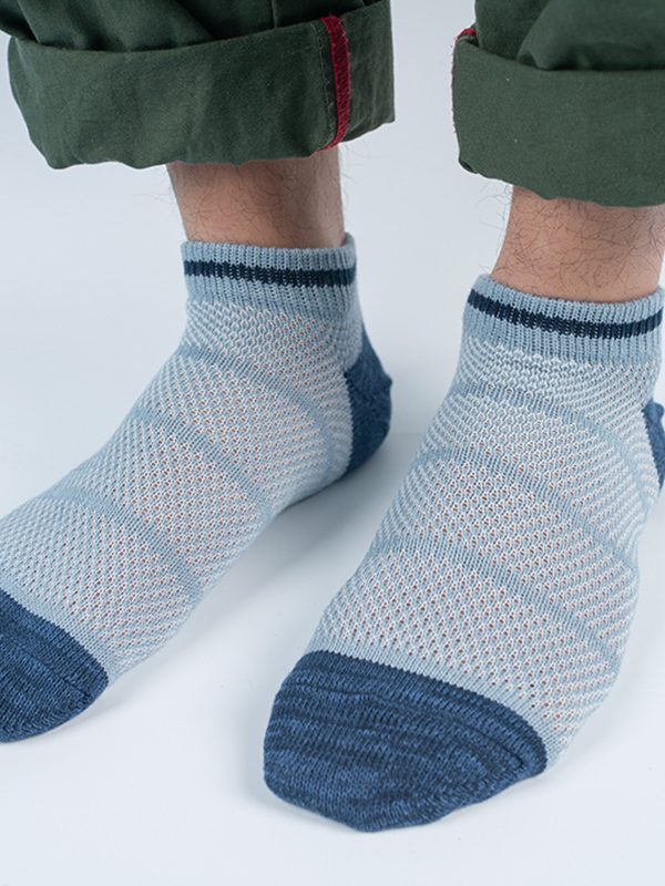 Spring New Men's Boat Socks Japanese Contrast Color Hollow Thick Needle Boat Socks Mesh Socks Trendy Socks Spring and Summer