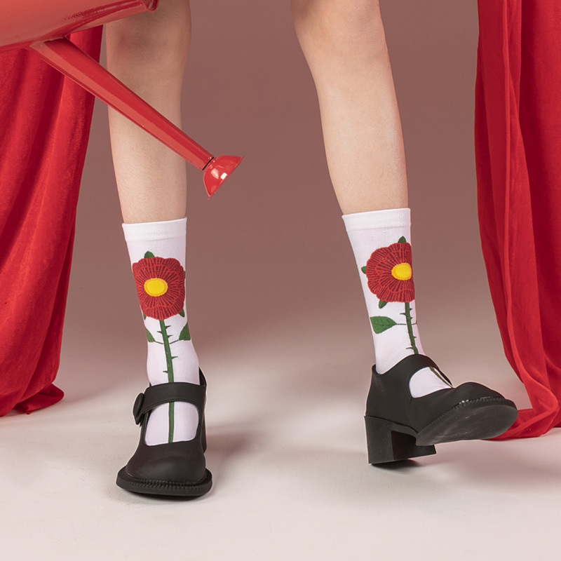 Socks Women's Four Seasons 2025 New Style Personalized Rose Tide Socks Cotton Socks Flowers Lovers Socks Couple Socks - Image 2