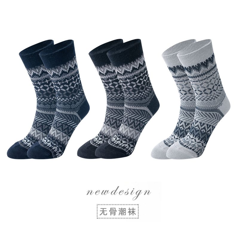 Spot Autumn and Winter New Men's Socks Sports Casual Trendy Socks Double Needle Double Road Retro Ethnic Style Socks - Image 5