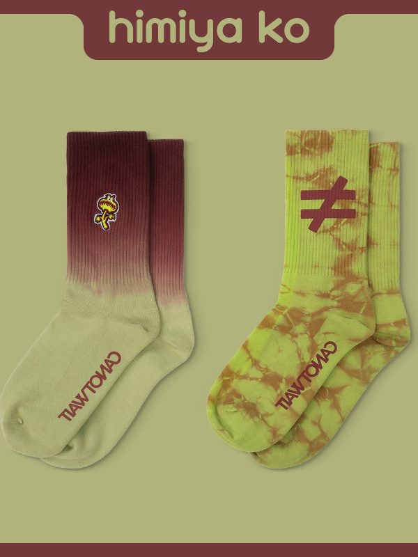 Socks Men's Tie-Dye Embroidered Offset Series Mid-Tube Socks Trendy Socks ins Chen Weiting High Street Edition Fly Eater Grass Couple Socks
