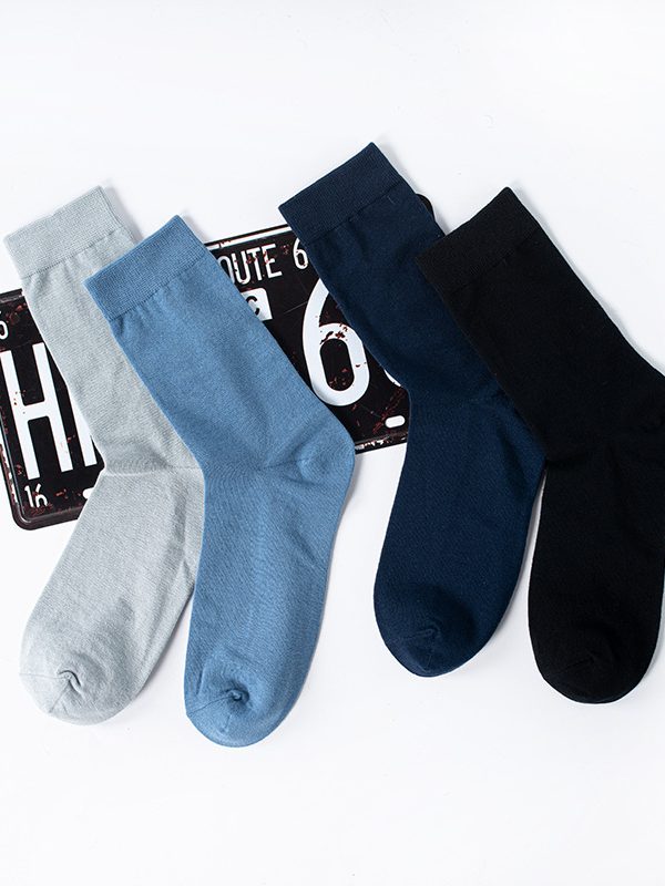 Autumn and Winter solid color socks factory  winter combed cotton 200 needle imitation boneless mid-calf Business Japanese men's socks