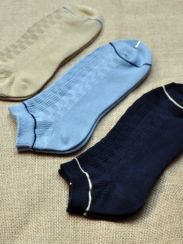 ECHENON socks men  double needle sports leisure tide socks retro socks solid color personality all-match men's boat Socks
