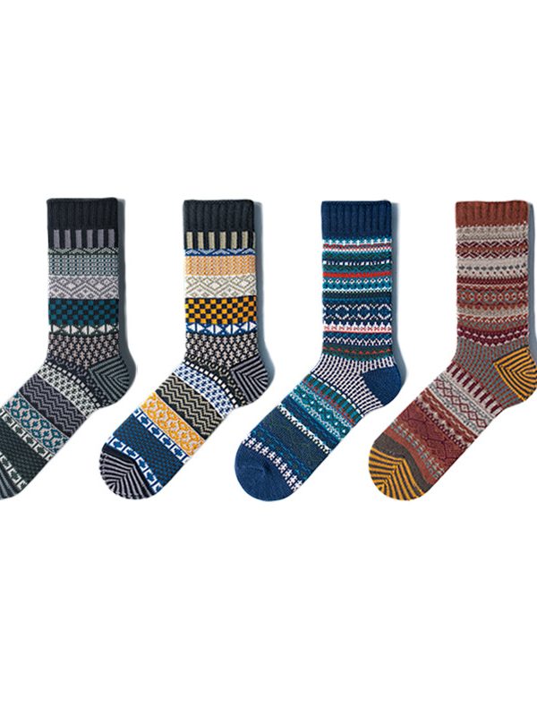 Ami Khaki Socks Men's ins Fashionable Autumn and Winter Mid-length Socks Vintage Ethnic Style Men's Socks Men's Fashionable Socks Thickened Stockings
