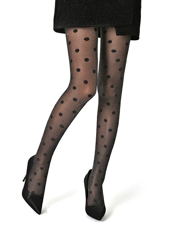 New black polka dot jacquard spring and autumn women's black bottoming stockings anti-snagging stockings