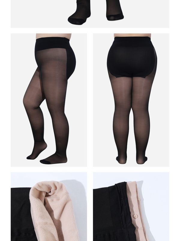 Bare leg artifact stockings women's large size fat m winter velvet thickened plus Large and large flesh-colored bottoming pantyhose stockings