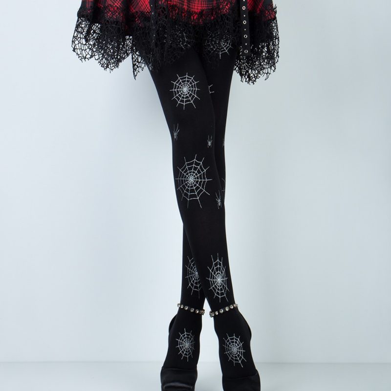 Black stockings women summer thin spider web anti-snagging pantyhose printed base Halloween sexy stockings - Image 4