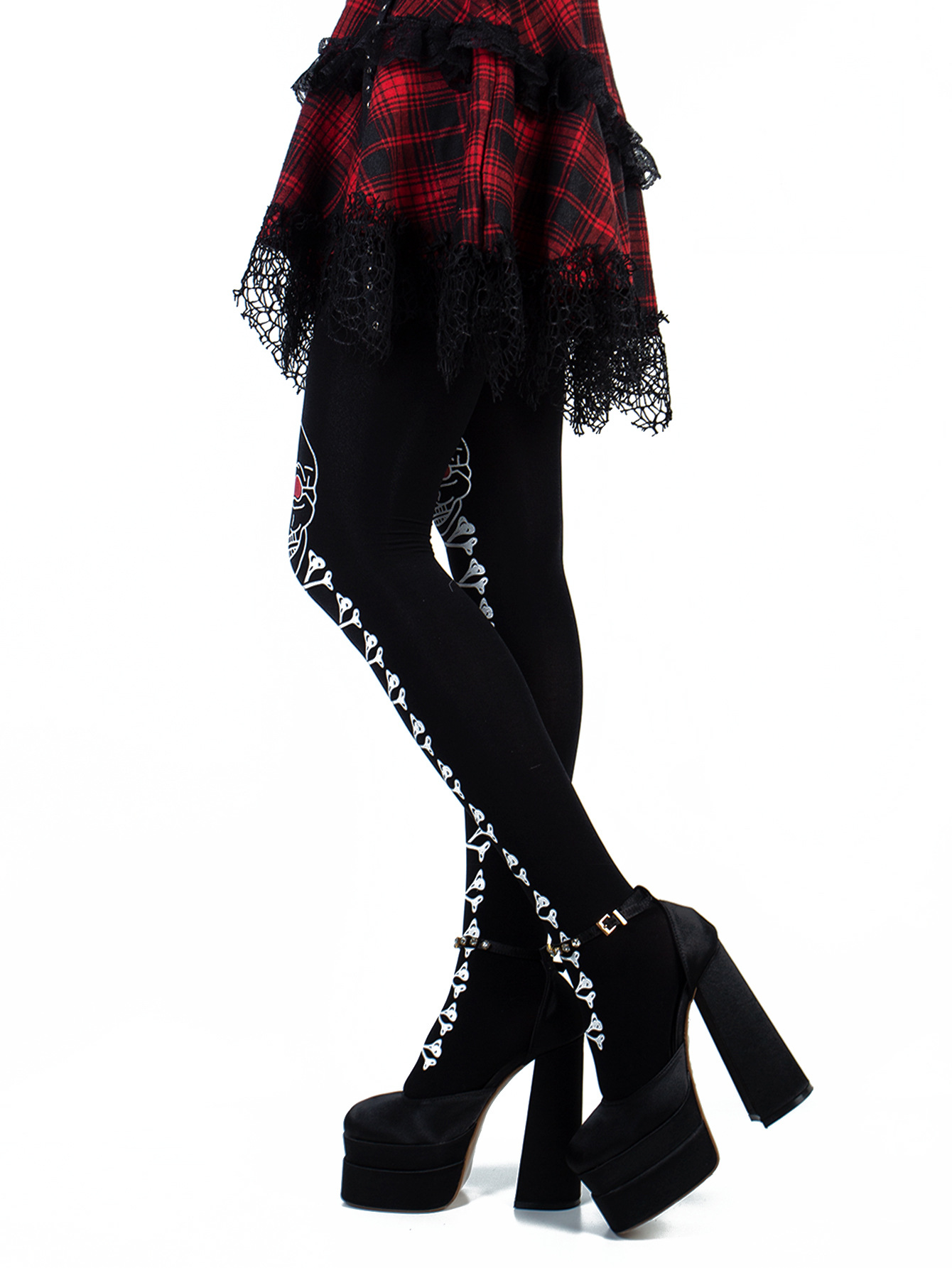 Halloween pantyhose sexy black skull print party bottom masquerade costume stockings - Image 4