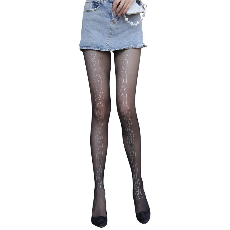 Diamond stockings women thin hot diamond sexy slim legs stockings bare legs magic Anti-snagging pantyhose base stockings - Image 4