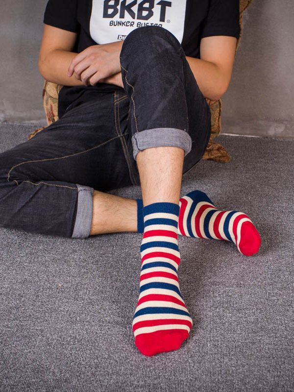 Autumn and Winter New Japanese Socks New Jacquard Wide Striped Men's Socks Irregular Parallel Socks