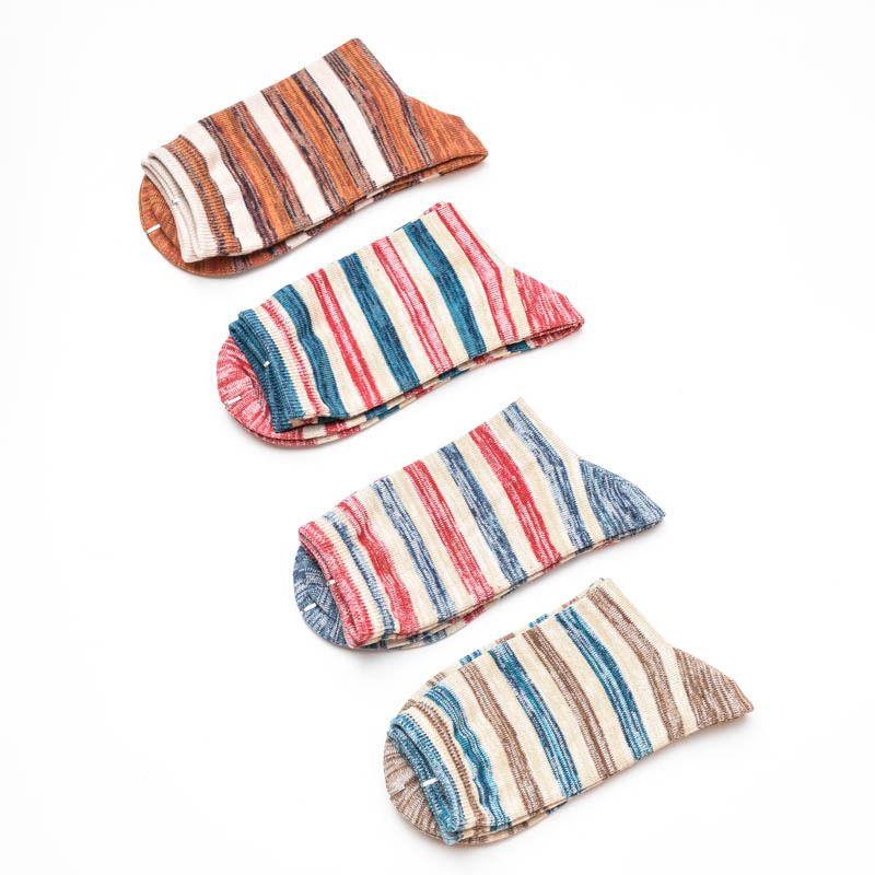 Men's Striped Cotton Socks: Japanese Autumn Winter Long Socks - Image 4