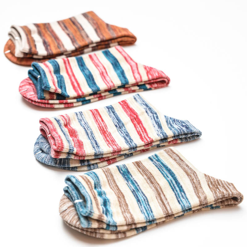 Men's Striped Cotton Socks: Japanese Autumn Winter Long Socks - Image 5
