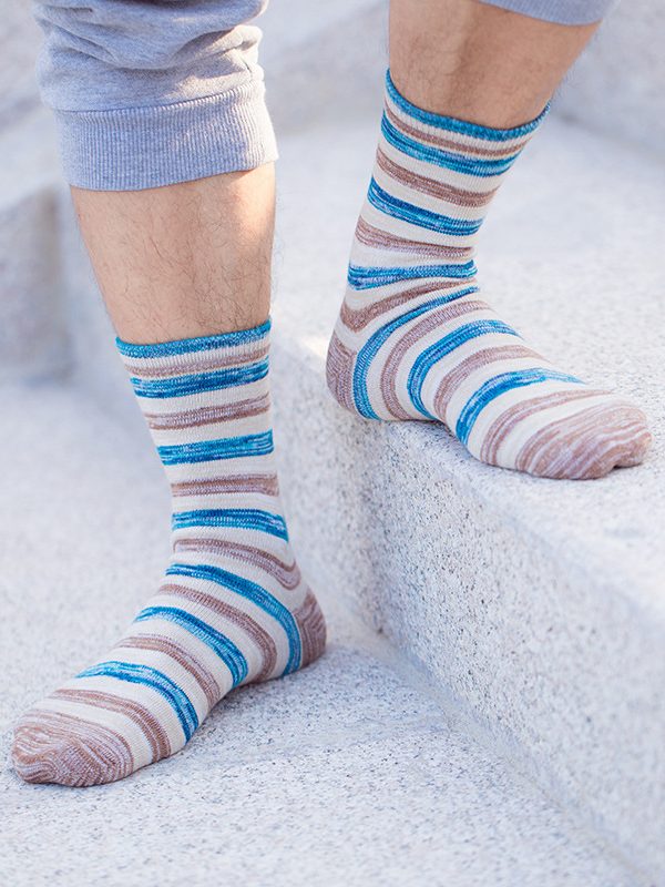 Autumn and Winter New Japanese Socks New Jacquard Wide Striped Men's Socks Irregular Parallel Cotton Long Socks