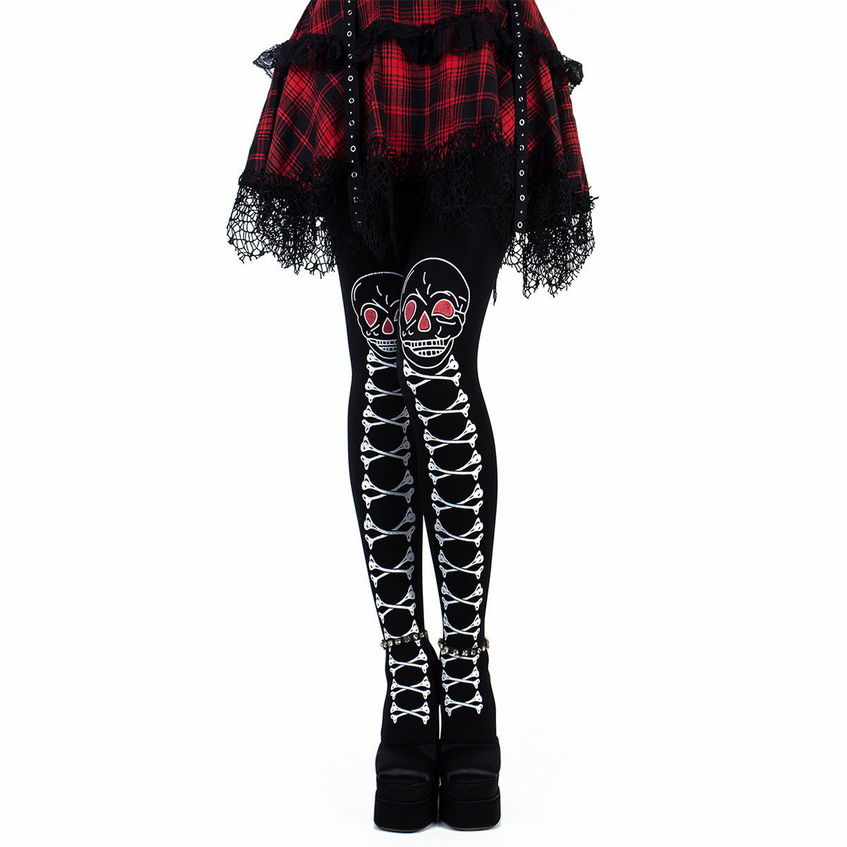 Halloween pantyhose sexy black skull print party bottom masquerade costume stockings - Image 7