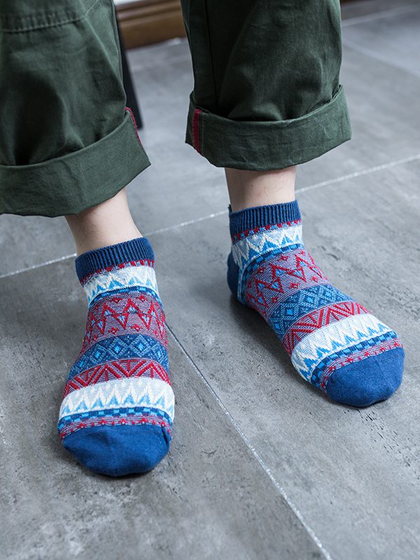 ECHENON Japanese Spring and Summer New Men's Double Needle Double Road Socks Boneless Stitch Thick Line Socks Shallow-cut Boat Socks