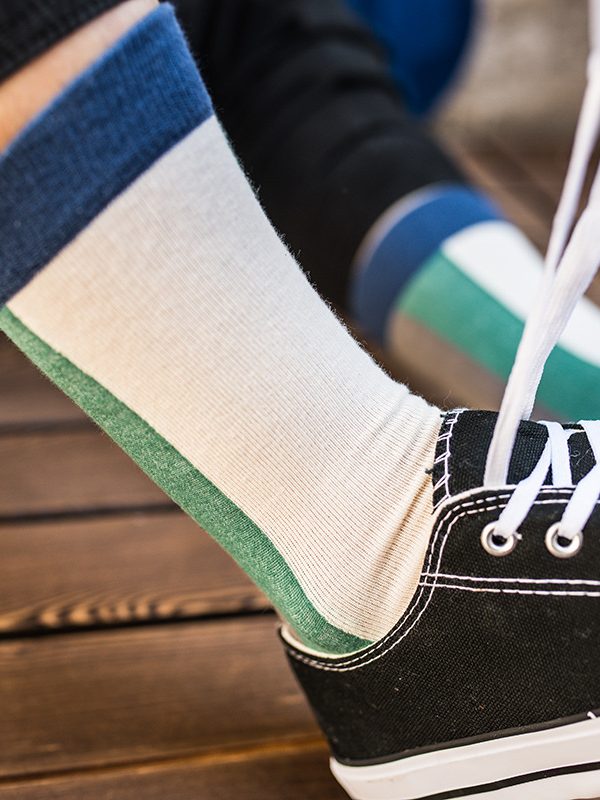New Trendy Men's Socks  Cotton Thick Needle Retro Socks Ethnic Wind Wave Men's Socks Autumn and Winter New