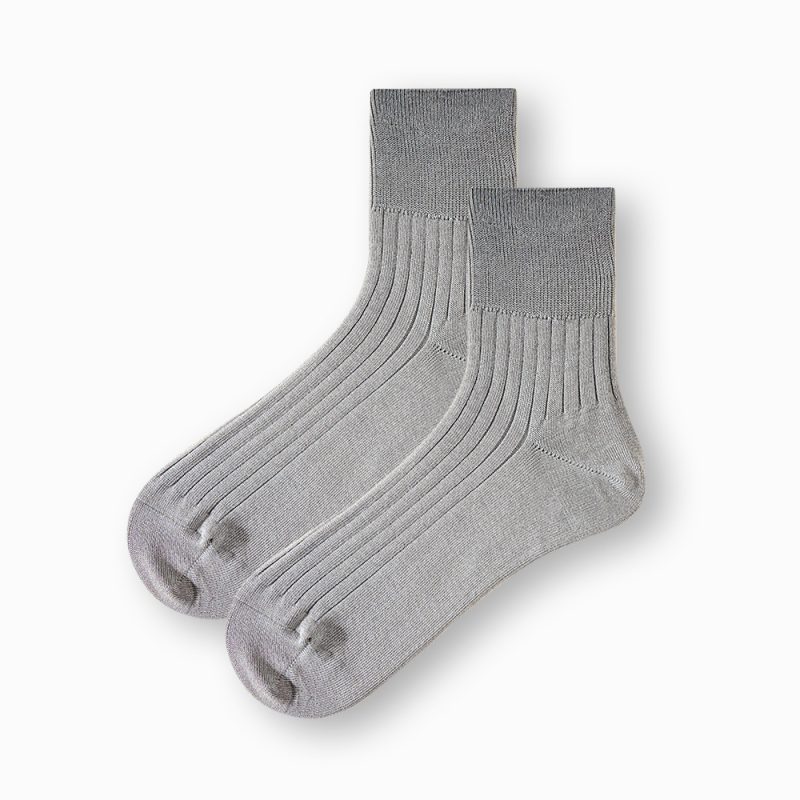 ECHENON solid color socks men's thin Four Seasons boneless 60 double mercerized cotton men's business casual socks - Image 11