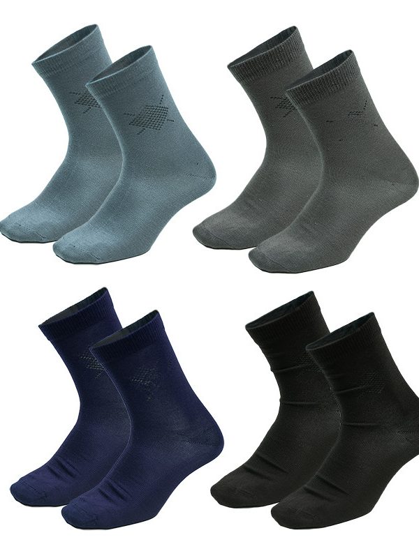 ECHENON socks spring and summer new men's business socks solid color diamond bamboo fiber versatile mid-barrel men's socks